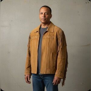VTG Men’s EXCELLED FRINGE SUEDE LEATHER JACKET LG